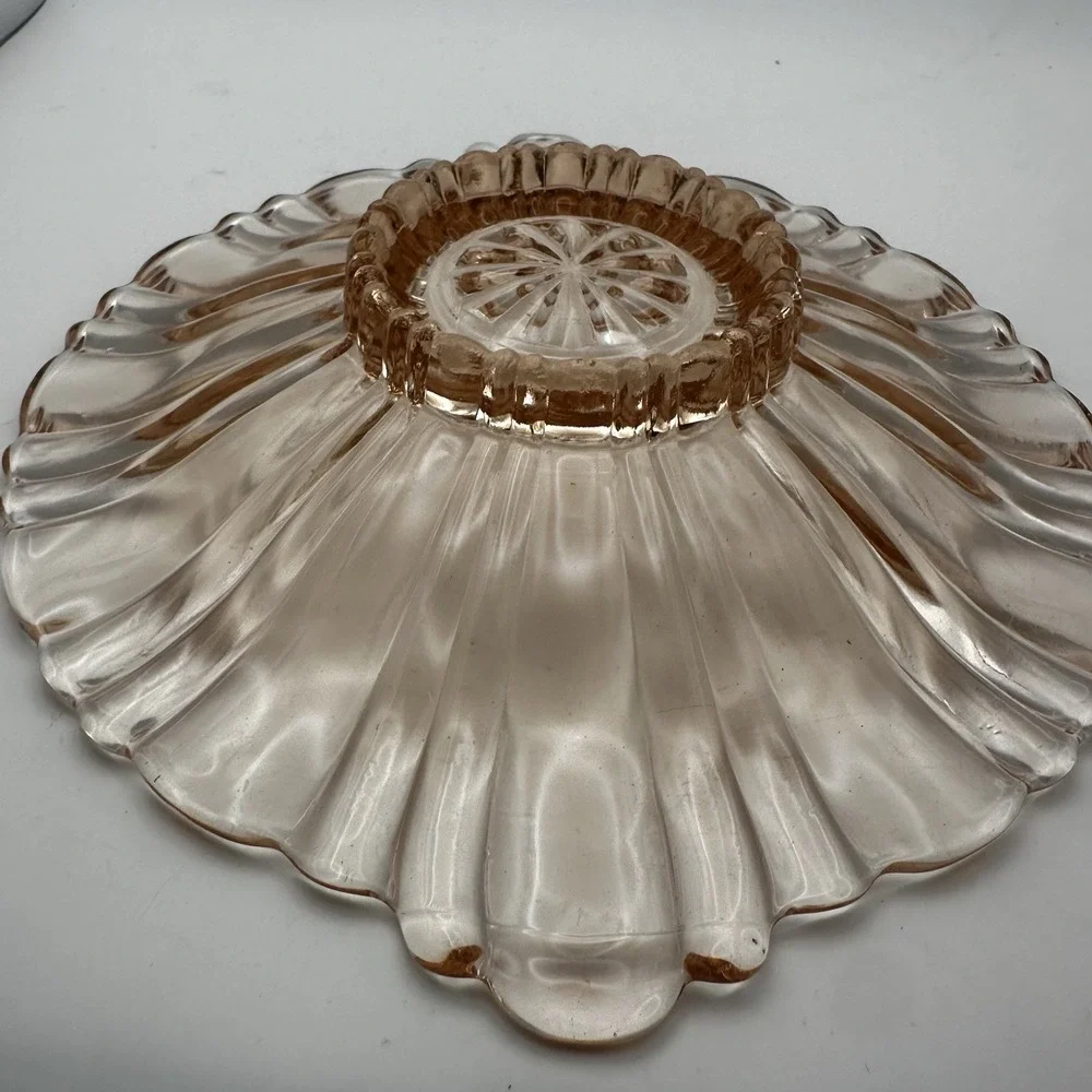 Vintage Anchor Hocking Old Cafe Pattern Pink Depression Glass Dish with Handles